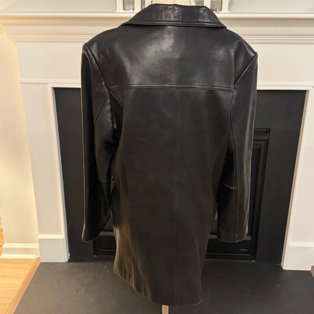 🖤 Adler Collection Black Genuine Leather Coat – Size L - Picture 6 of 10